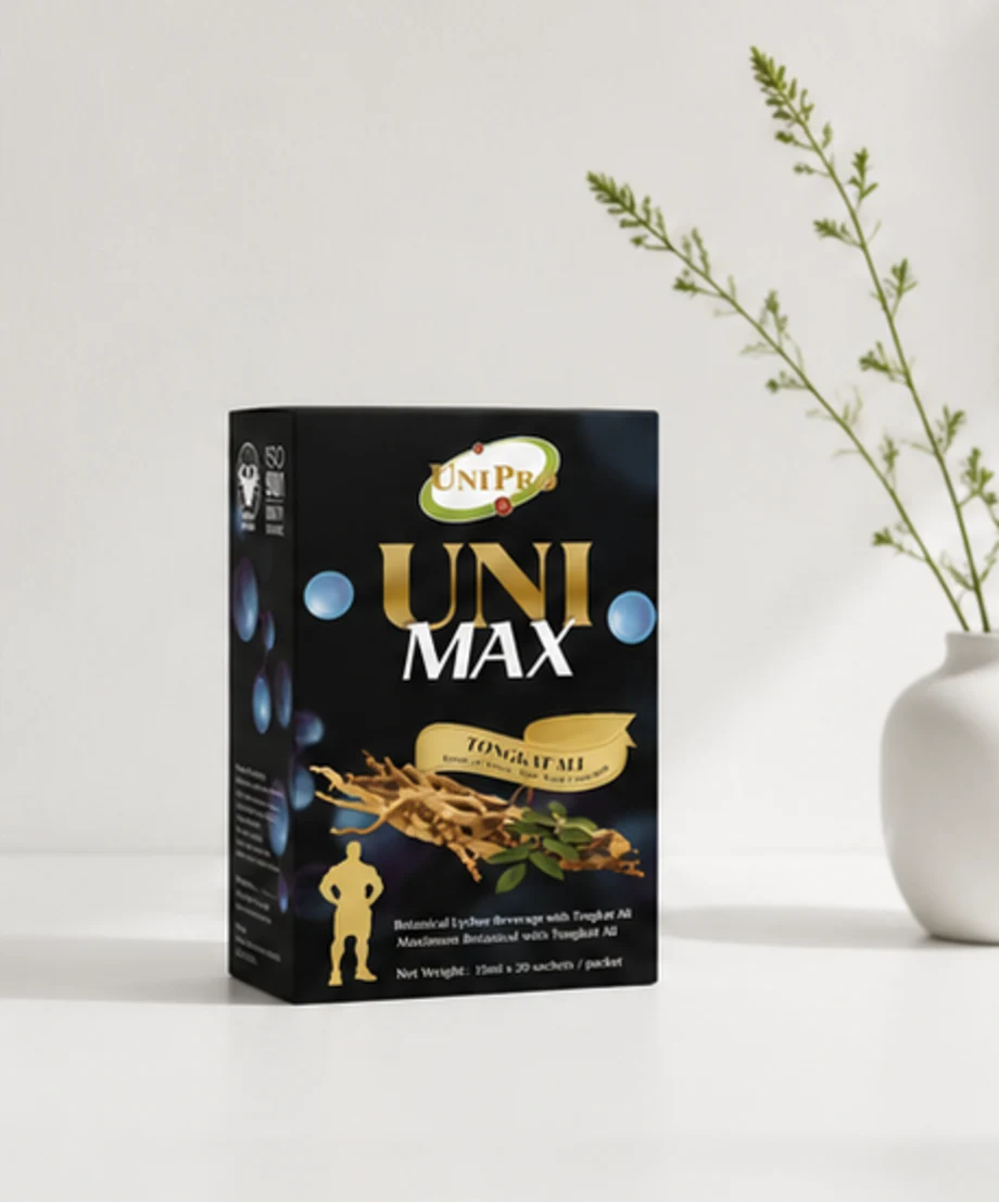 UNI MAX box styled with a ceramic vase and botanical branch