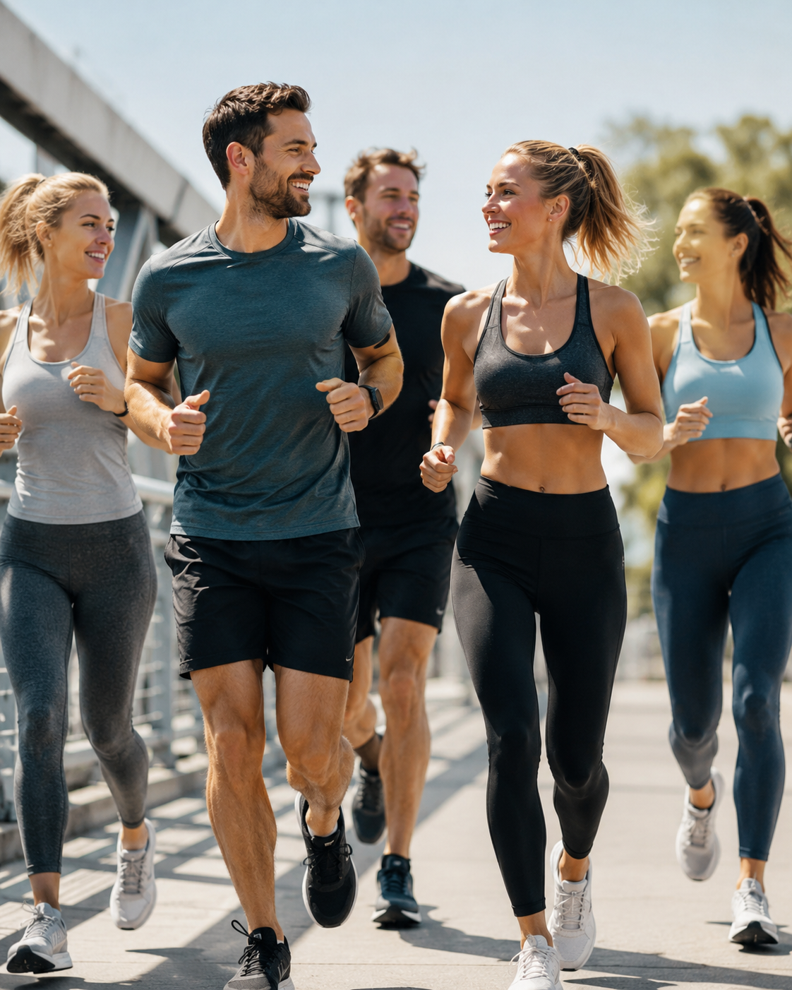 Group running outdoors